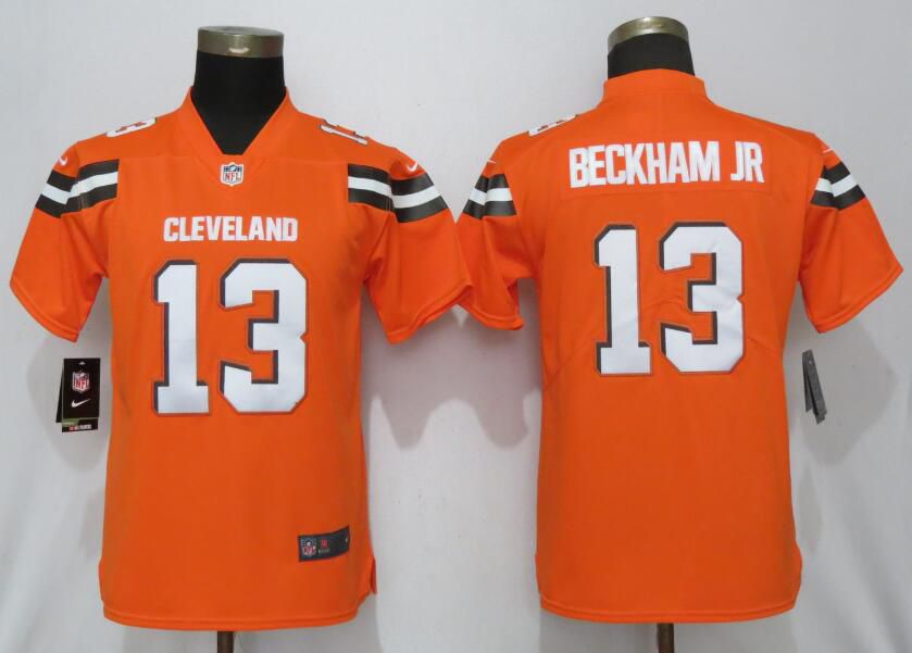Women Cleveland Browns #13 Beckham jr Orange Nike Vapor Untouchable Player NFL Jerseys->women nfl jersey->Women Jersey